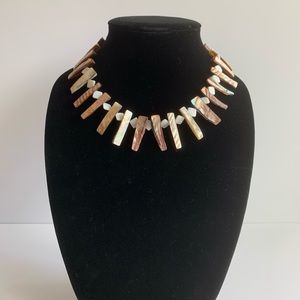 Stick Slab Beads,White Shell Bead Square Handmade Necklace